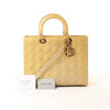 Dior Lady Dior Patent Leather Cannage Large 2Way Handbag in Yellow Secondhand