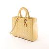 Dior Lady Dior Patent Leather Cannage Large 2Way Handbag in Yellow Secondhand
