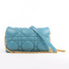 Dior Caro Macrocannage Leather Chain Shoulder Bag in Blue Secondhand