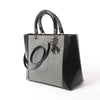 Dior Lady Dior Canvas x Patent Leather 2Way Handbag in Black x White Secondhand