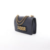 Dior J'Adior Grained Leather Chain Crossbody Bag in Navy Blue Secondhand