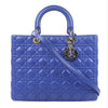 Dior Lady Dior Leather Cannage Large Handbag in Blue Secondhand