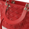 Dior Lady Dior Leather Cannage Large 2Way Handbag in Red Secondhand