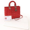 Dior Lady Dior Leather Cannage Large 2Way Handbag in Red Secondhand