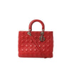 Dior Lady Dior Leather Cannage Large 2Way Handbag in Red Secondhand