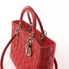 Dior Lady Dior Leather Cannage Large 2Way Handbag in Red Secondhand