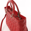 Dior Lady Dior Leather Cannage Large 2Way Handbag in Red Secondhand