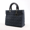 Dior Lady Dior Dennim x Leather Cannage Large Handbag in Navy Blue Secondhand