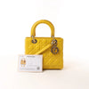 Dior Lady Dior Cannage Leather 2Way Handbag in Yellow Secondhand
