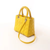 Dior Lady Dior Cannage Leather 2Way Handbag in Yellow Secondhand