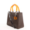 Dior Lady Dior Cannage Nylon x Leather 2Way Handbag in Brown Secondhand