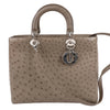 Dior Lady Dior Ostrich Large 2Way Handbag in Brown Secondhand