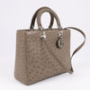 Dior Lady Dior Ostrich Large 2Way Handbag in Brown Secondhand
