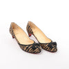 Secondhand Christian Louboutin Tiger Print Raffia Bow Heels in Brown x Black, Size 39 EU