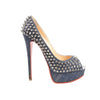 Christian Louboutin Lady Peep 150 Denim Spike Studs Open-toe Heels in Blue, Size 36.5 EU Secondhand