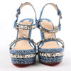 Christian Louboutin Katacrow Denim Wedge Sole Sandals in Blue, Size 38 EU Secondhand