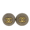 Chanel CC Gold Plated and Graphite Stone Round Clip On Earrings Secondhand