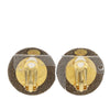 Chanel CC Gold Plated and Graphite Stone Round Clip On Earrings Secondhand