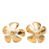 Chanel CC Gold Plated Faux Pearl Flower Stud Push Back Earrings Secondhand