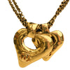 Chanel CC Gold Plated Double Heart Pendant Necklace Secondhand