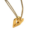 Chanel CC Gold Plated Double Heart Pendant Necklace Secondhand