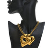 Chanel CC Gold Plated Double Heart Pendant Necklace Secondhand
