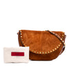 Valentino Suede and Calfskin Rockstud Halfmoon Crossbody Secondhand