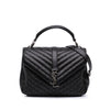 Saint Laurent Medium Chevron Studded Lambskin Monogram College Satchel Secondhand