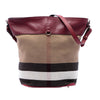 Burberry Medium Mega Check Canvas and Grained Calfskin Ashby Tassel Bucket Bag Secondhand