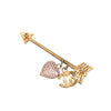 Chanel CC Gold Plated Strass Arrow Heart Charm Pin Brooch Secondhand