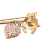 Chanel CC Gold Plated Strass Arrow Heart Charm Pin Brooch Secondhand