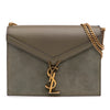 Secondhand Saint Laurent Suede and Calfskin Monogram Cassandra Clasp Bag
