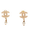 Chanel CC Gold Plated Faux Pearl Drop Push Back Earrings Secondhand