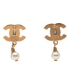 Chanel CC Gold Plated Faux Pearl Drop Push Back Earrings Secondhand