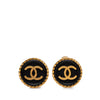 Secondhand Chanel CC Gold Plated and Enamel Round Clip On Earrings