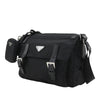 Prada Saffiano Trimmed Re Nylon Zip Double Buckle Messenger Bag Secondhand