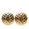 Secondhand Chanel CC Gold Plated Quilted Round Clip On Earrings
