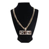 Chanel Pharrell Gold Plated Strass Chain Letters Pendant Necklace Secondhand