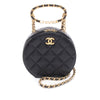 Chanel Quilted Lambskin Oval Logo Chain Top Handle Round Clutch on Chain Secondhand