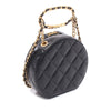 Chanel Quilted Lambskin Oval Logo Chain Top Handle Round Clutch on Chain Secondhand