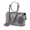 Chanel Mini Quilted Metallic Crumpled Calfskin Ring Top Handle Flap Secondhand