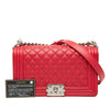 Secondhand Chanel Old Medium Quilted Perforated Lambskin Boy Flap
