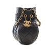 Chanel CC Shiny Lambskin Quilted Drawstring Clutch with Chain Secondhand