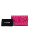 Saint Laurent Grain De Poudre Chevron Monogram Envelope Chain Wallet Secondhand