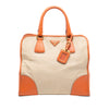 Prada Saffiano Trimmed Canvas Canapa Satchel Secondhand