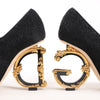 Secondhand Dolce & Gabbana Cloth x Glitter DG logo Mary Jane Heels Baroque in Black, Size 36 EU