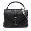 Saint Laurent Medium Quilted Diamond Iridescent Calfskin Monogram Studded College Satchel Secondhand