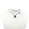 Chanel CC Gold Plated and Enamel Strass Faux Pearl Clover Pendant Necklace Secondhand