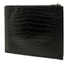 Saint Laurent Croc Embossed Leather Tiny Monogram Zipped Tablet Holder Secondhand