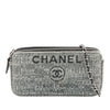 Chanel Tweed Deauville Double Zip Clutch with Chain Secondhand